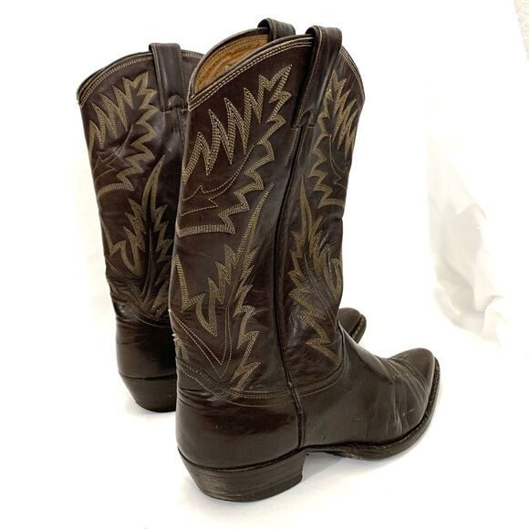 Vintage JUSTIN Brown Leather Boots Made In Texas Size 8.5 D